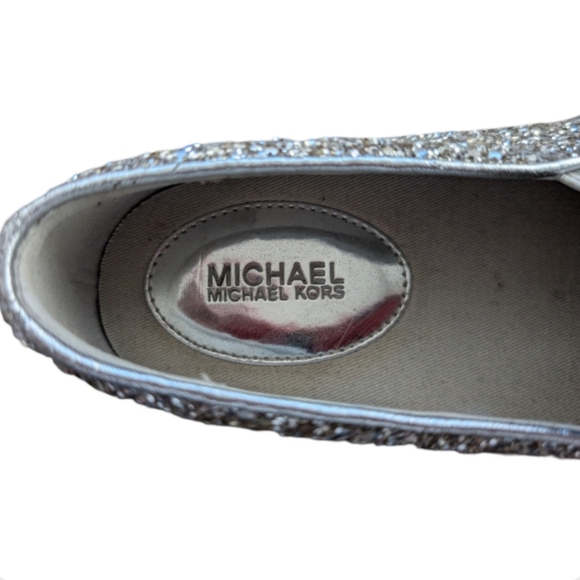 Michael Kors Glitter Slip On Sneakers Silver Metallic Size 6 MK - Picture 12 of 13